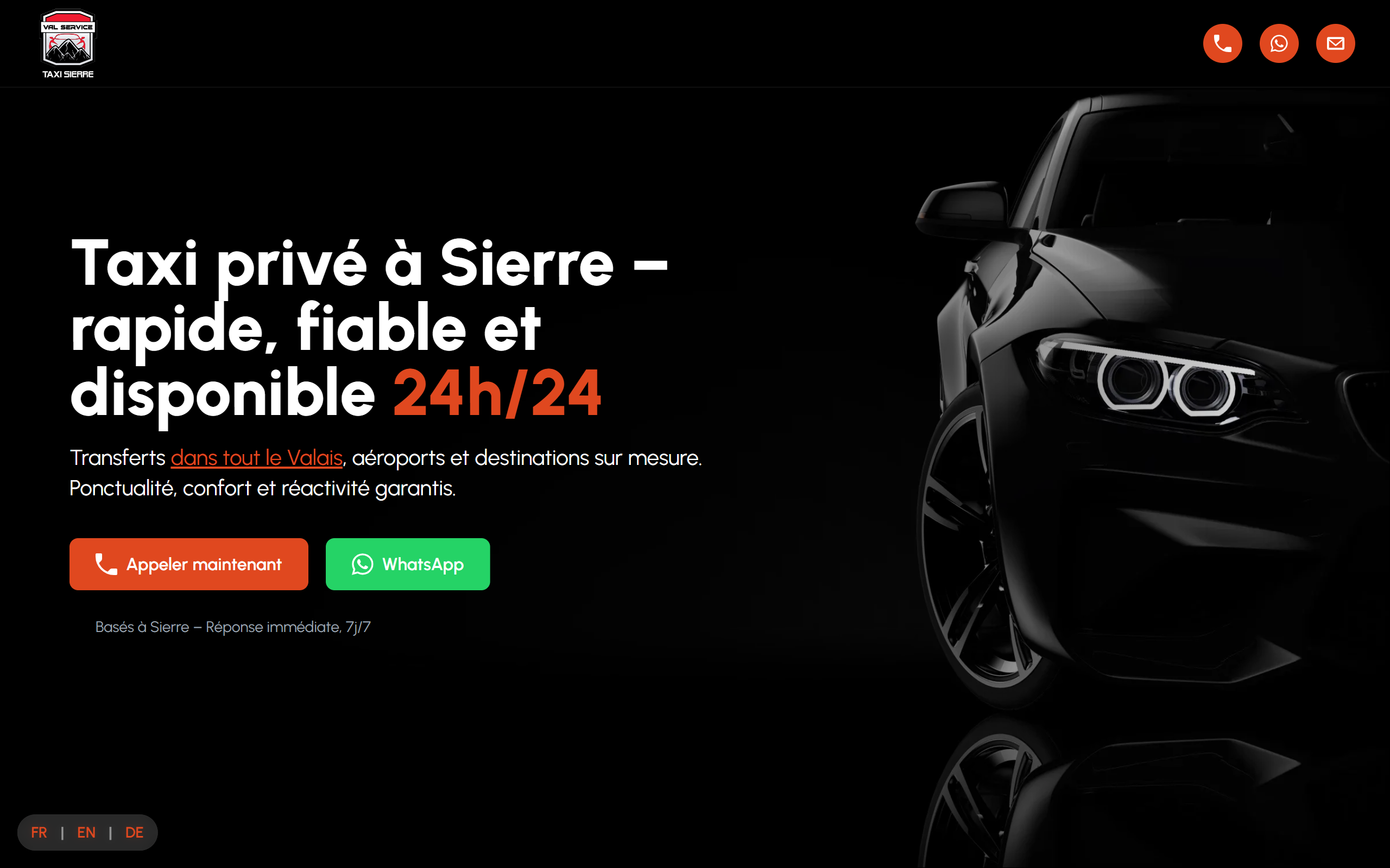 Taxi Sierre — site trilingue FR/DE/EN, positionnement local