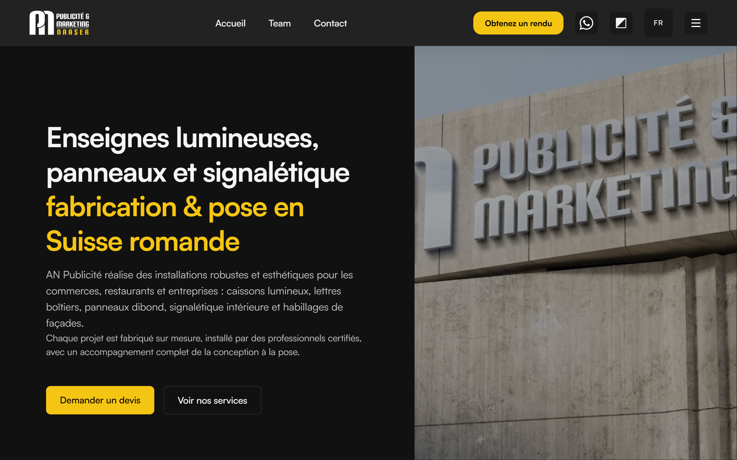 AN Publicité — site bilingue FR/DE, production récente